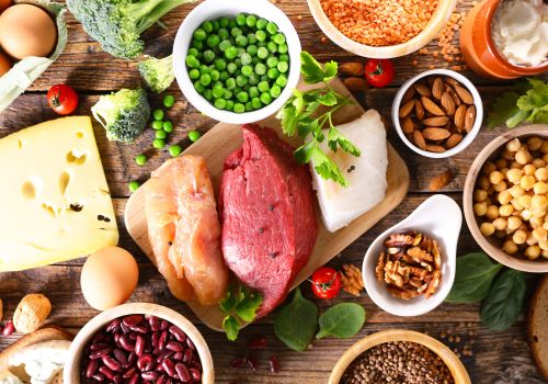 protein rich healthy foods like eggs chicken and nuts supporting menopause metabolism