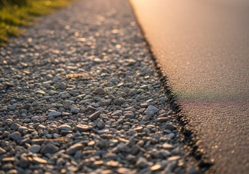 Close view of a gravel path transitioning into a smooth asphalt road symbolizing preparation for a smoother menopause transition.