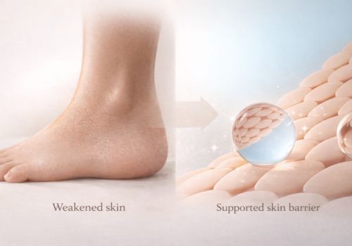 weakened vs supported skin barrier foot illustration