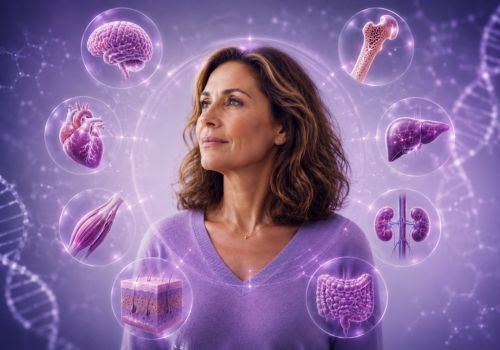 Menopause and healthy aging research illustration showing how different organs and body systems may age at different rates.